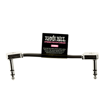 ERNIE BALL 3 Flat Ribbon Stereo 75cm Siyah Patch Kablo